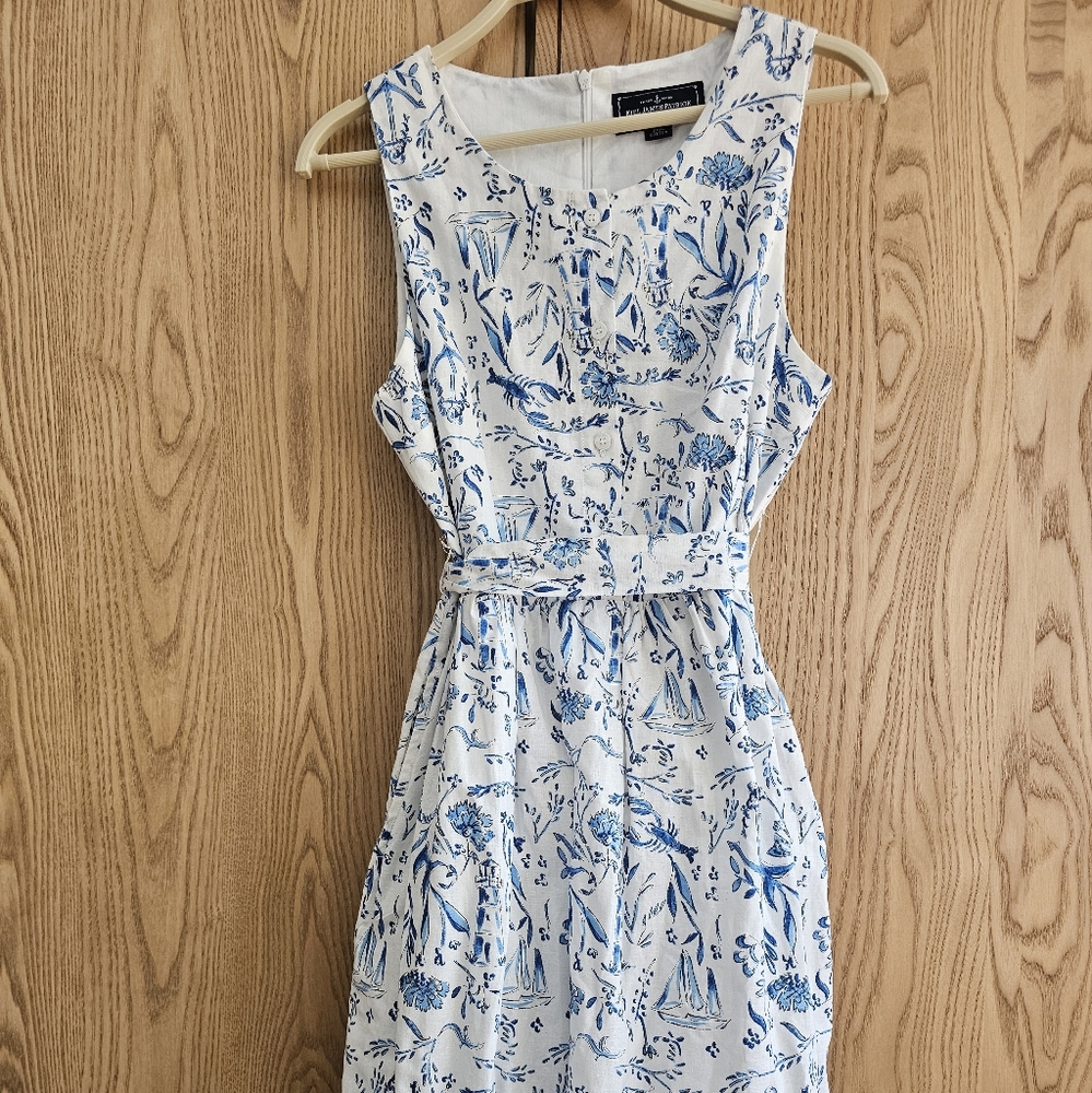 Kiel James Patrick White and Blue Sleeveless Sundress
